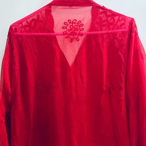 Red Sequinned Chikankari Kurti