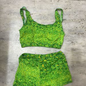 Parrot Green Two Piece Padded Swim Wear