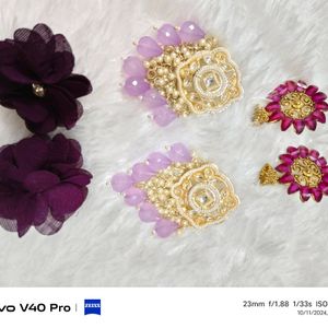 Vibrant Purple and Pink Traditional Earrings