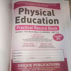 Physical Education Practical Record Book