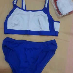 New Sports Bra Panty Set - Navy Blue And Red