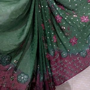 Beautiful Saree And Heavy Work Blouse