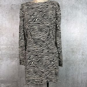 H&M Zebra Print Back Open Body con Dress