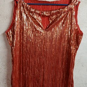 Beautiful Oversized Party Top Sleeveless Gold