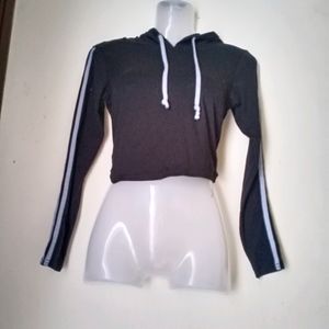 Active Wear Crop Sweater With Hoodie