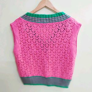 Maganta & Green Half Sweater Size-40