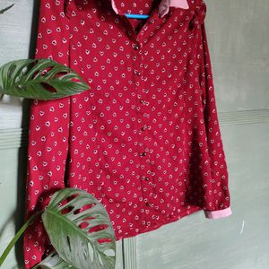 Korean Style Heart Print Shirt Top