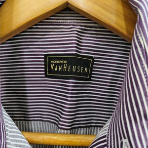 Van Heusen Purple White Striped Formal Shirt