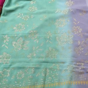 Sea Green- Purple Colour Daily Wear Saree