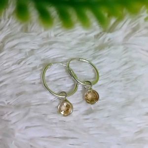 Pure Sterling Silver With Citrine Hoop