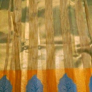 Grand Blue Zari Border Saree with Blouse