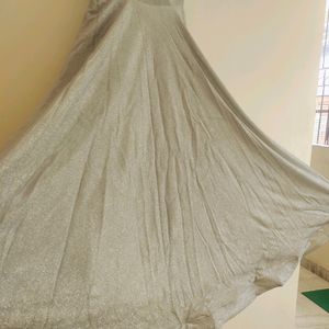 Party Wear Gown In Silver Colour