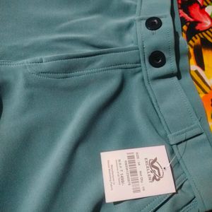 Men Slim Fit  Mint Green Lycra Blend Trousers