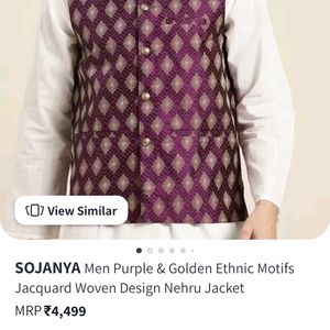 Unused New SOJANYA purple & Golden Nehru Jacket