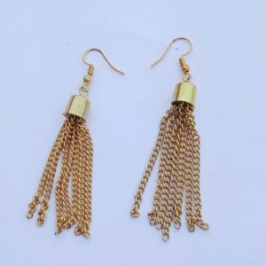 golden chain tassel earrings