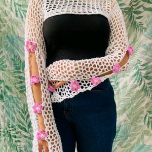 Crochet Bolero With Slit Sleeves