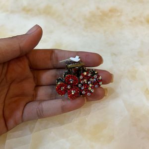 Red Studded Hair Clip Clutch