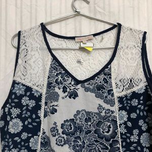 Blue Sleevless Top For Women