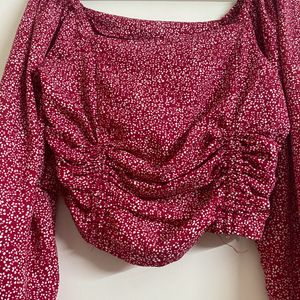 STREET9 Maroon Floral Georgette Top