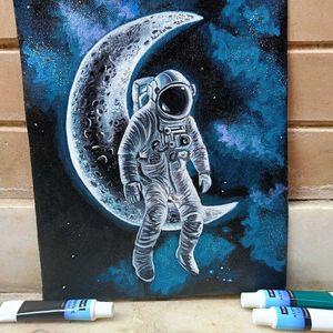 Astronaut Moon Painting