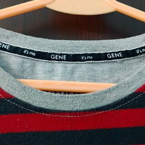 Grey With Red/Black Stripe Cotton Tshirt