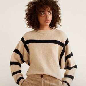 Mango Beige Striped Sweater