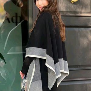 🆕 Colorblock Front Open Cape/Shrug with Buttons