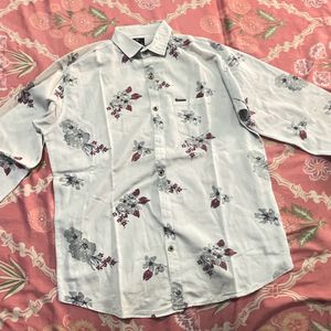 White Floral Design Shirt Of XL Size