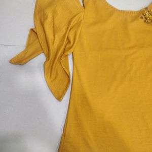 Mustard Colour Top With Flower On It