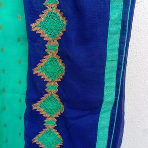 Chanderi Dress With Gold Buti Along Vth Dupatta