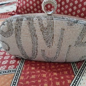 silver bridal clutch