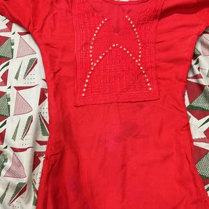 Red Colour Kurta For Girls