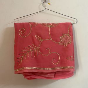 Baby Pink With Gold Embroidery