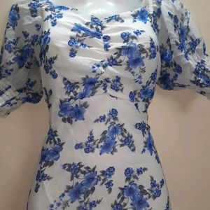 Very Beautiful Blue Flowers Floral Dress🤌