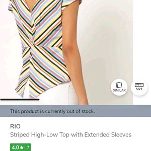 Striped High Low Top With Extented Sleeves