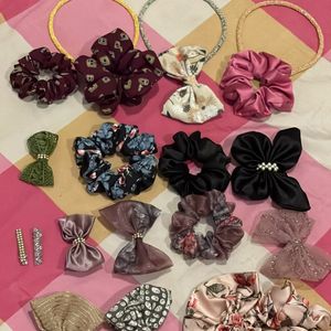 Hair Accessories,bows&scrunchies With Pouch