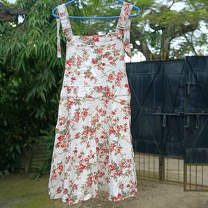 White Floral Overall Dress