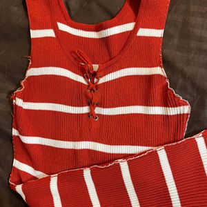 red& white striped bodycon dress