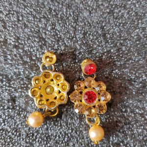 Red And Golden Festive Earrings