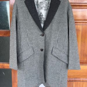 Grey Check Coat For Ladies