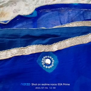 Jaipuri Saree With Blouse Royal Blue