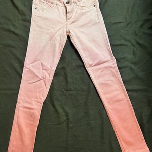 Pink ombre, slim fit jeans.
