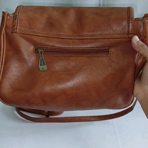 Brown Faux Leather Slingbag