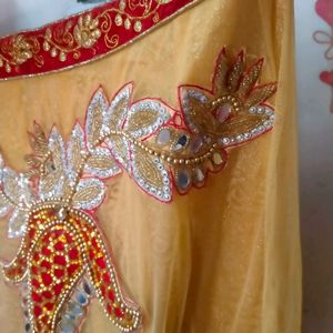 Cream And Red Lehnga