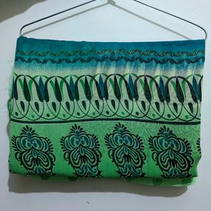 Green Multicolored Printed Saree