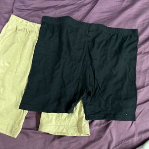 Pair Of 2 Black And Skin Cycling  / Dress Shorts -