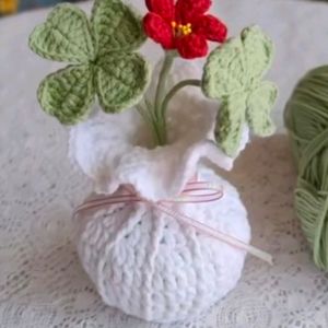 Crochet 2flower Set With Pot