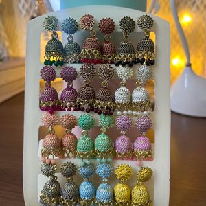 Pack Of 12 Earrings (Small Jhumkas)