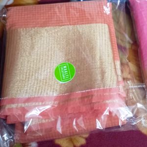 Peach Colour Cotton Saree