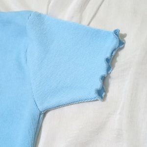 Heart Cut Out Detail Top Baby Blue Colour